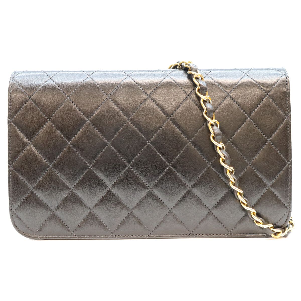 Chanel Black Lambskin Full Flap Bag Gold Push Lock Quilted 23 — view 3
