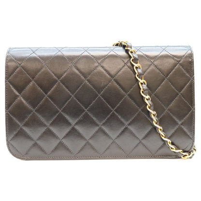 Chanel Black Lambskin Full Flap Bag Gold Push Lock Quilted 23 — view 3