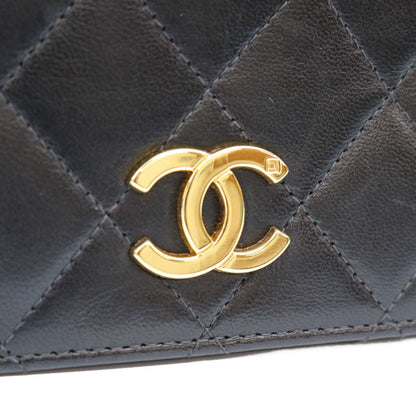 Chanel Black Lambskin Full Flap Bag Gold Push Lock Quilted 23 — view 7