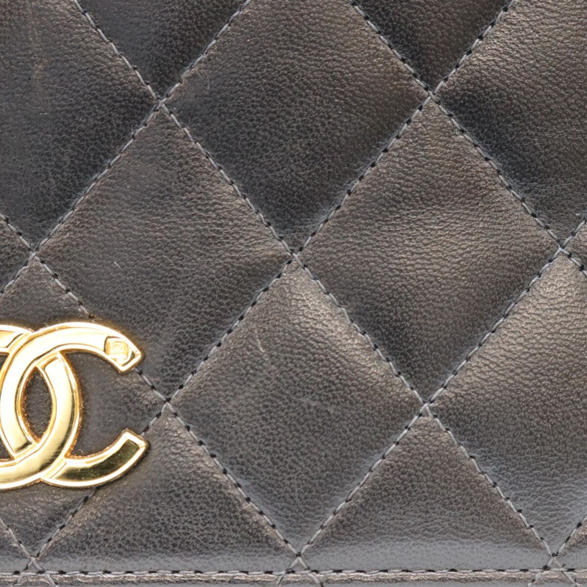 Chanel Black Lambskin Full Flap Bag Gold Push Lock Quilted 23 — view 8