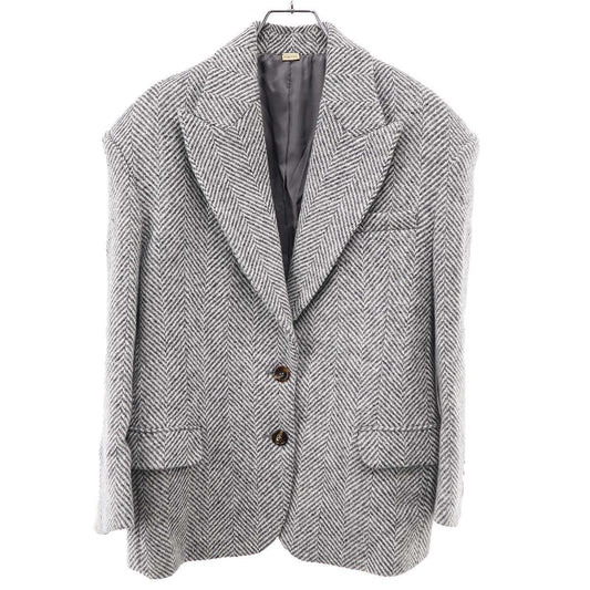 Gucci Power Shoulder Herringbone Jacket Zajzk Gray 36