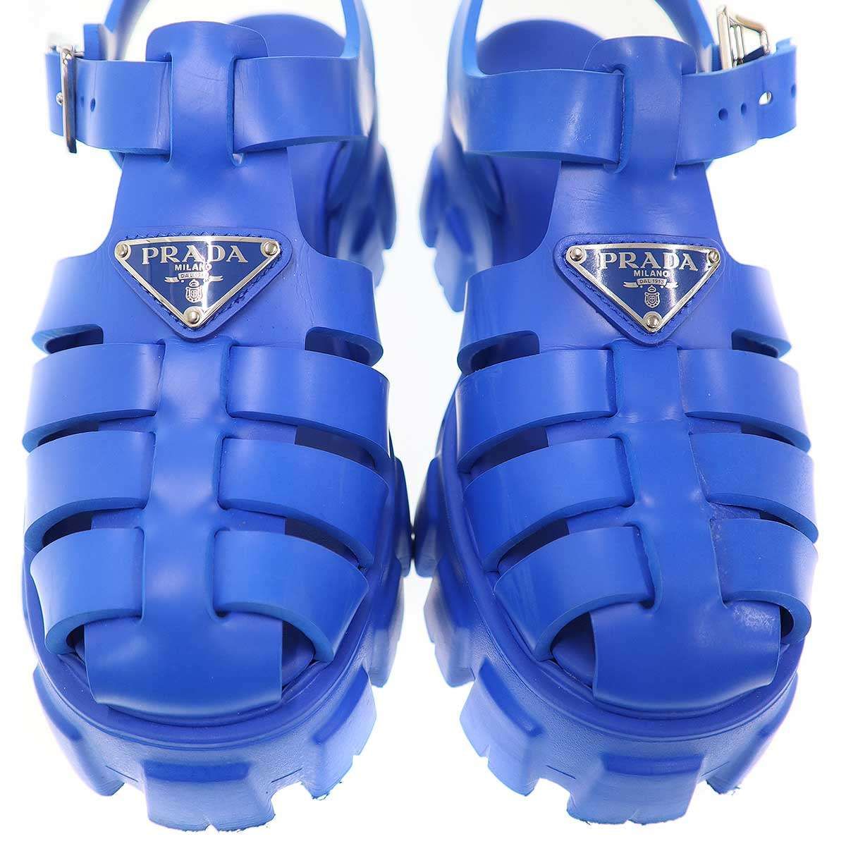 Prada Monolith Foam Rubber Sandals Blue — view 8