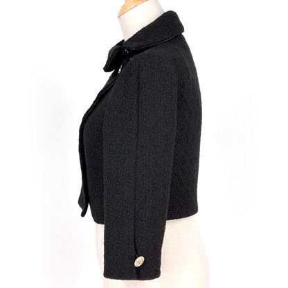 Chanel Tweed Jacket Short Length Wool Black — view 2