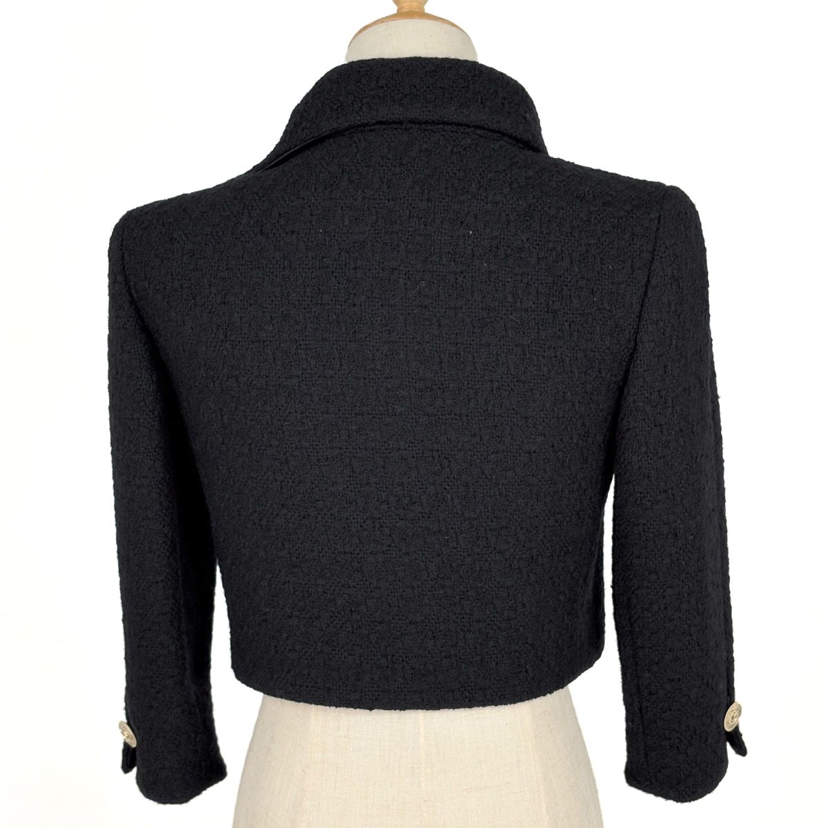 Chanel Tweed Jacket Short Length Wool Black — view 3