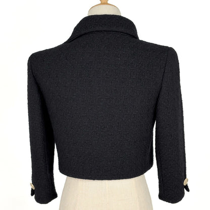 Chanel Tweed Jacket Short Length Wool Black — view 3