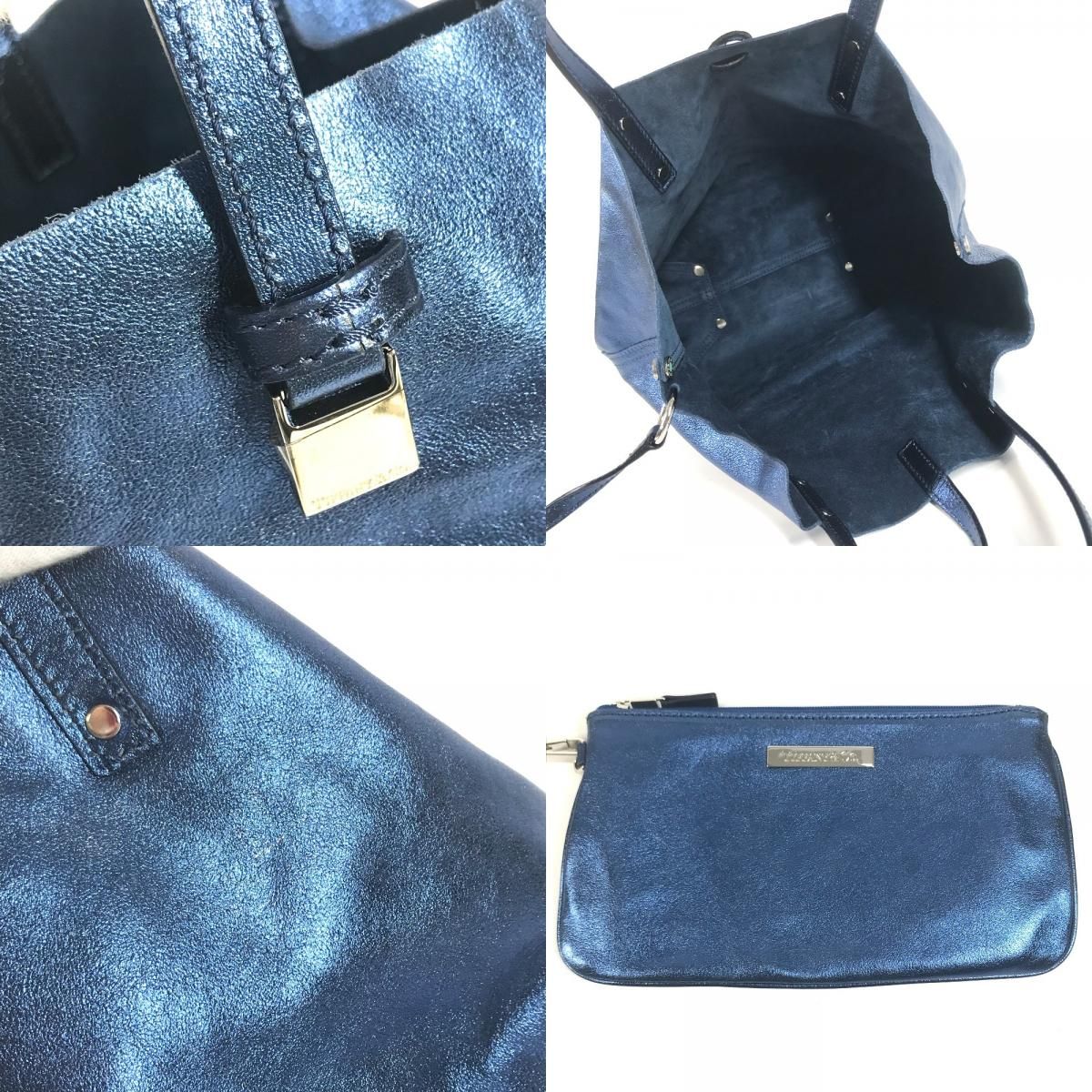Tiffany & Co Handbag with Logo Pouch Leather Blue — view 8