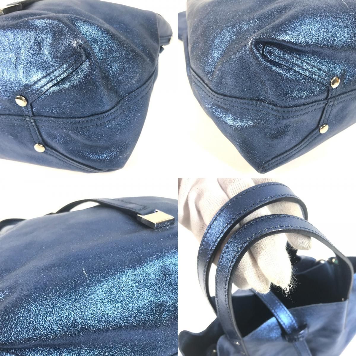 Tiffany & Co Handbag with Logo Pouch Leather Blue — view 7