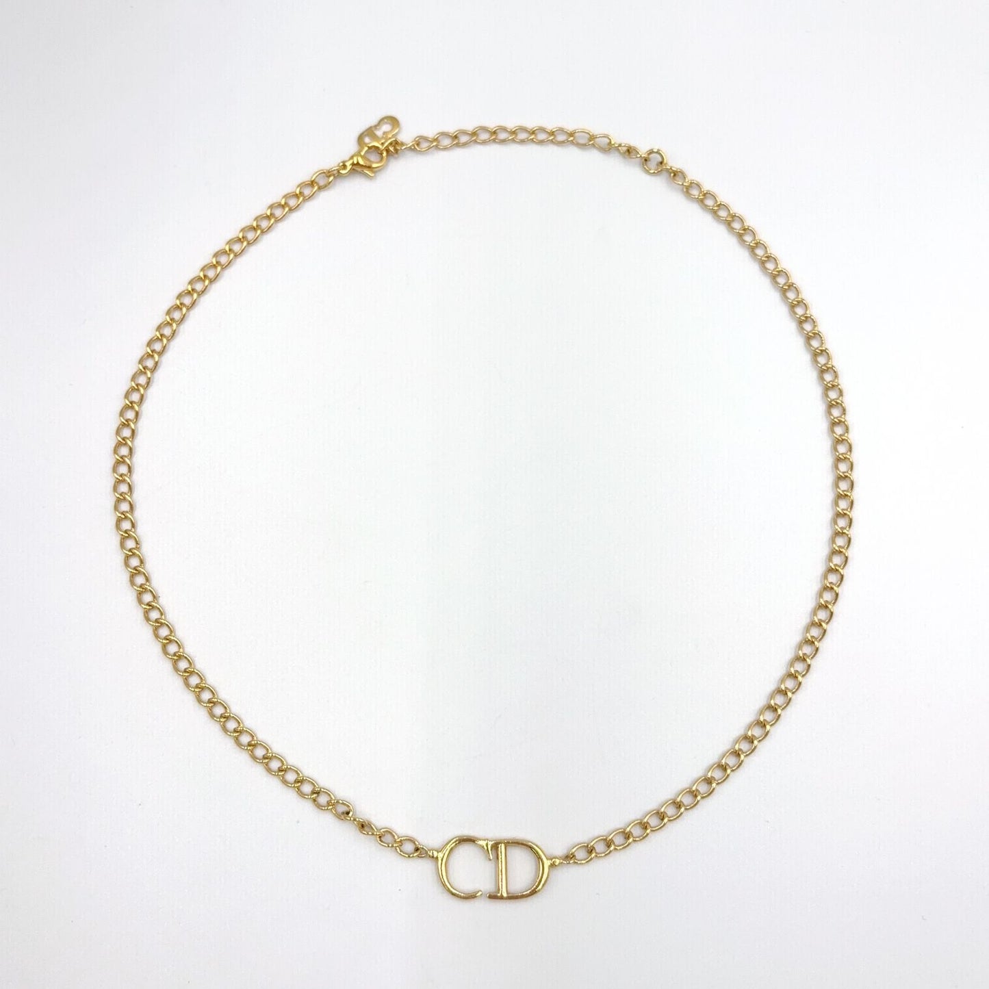 Dior CD Logo Motif Metal Gold Necklace — view 3