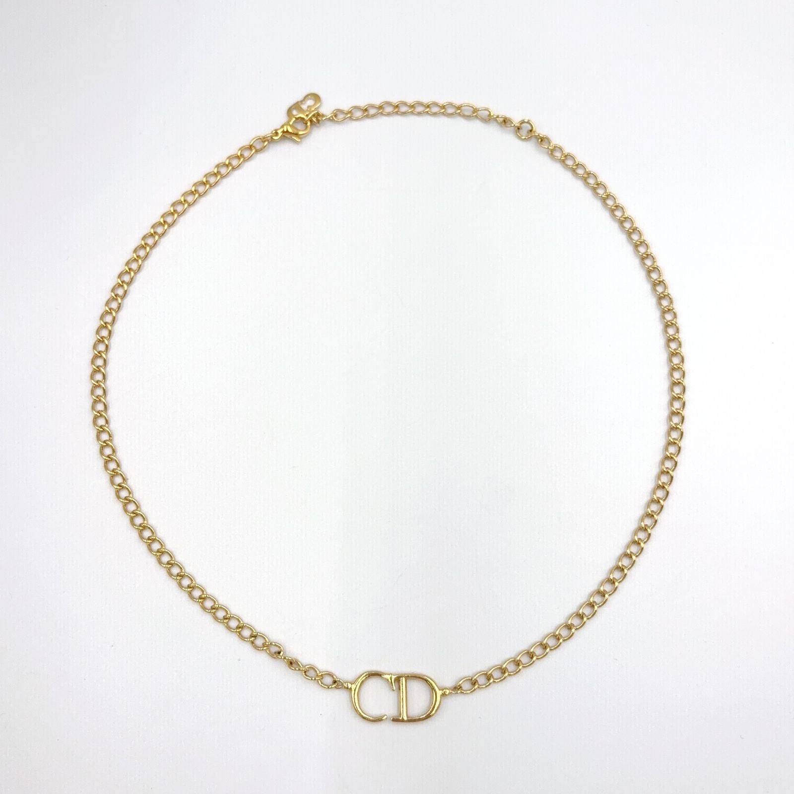 Dior CD Logo Motif Metal Gold Necklace — view 3