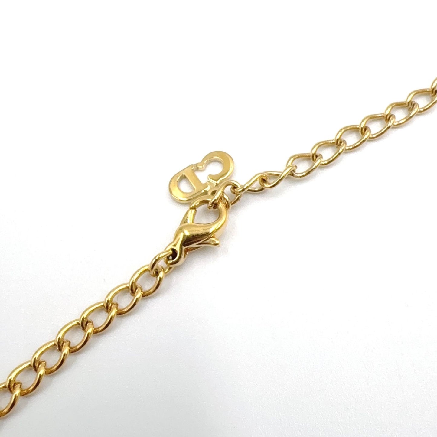 Dior CD Logo Motif Metal Gold Necklace — view 7