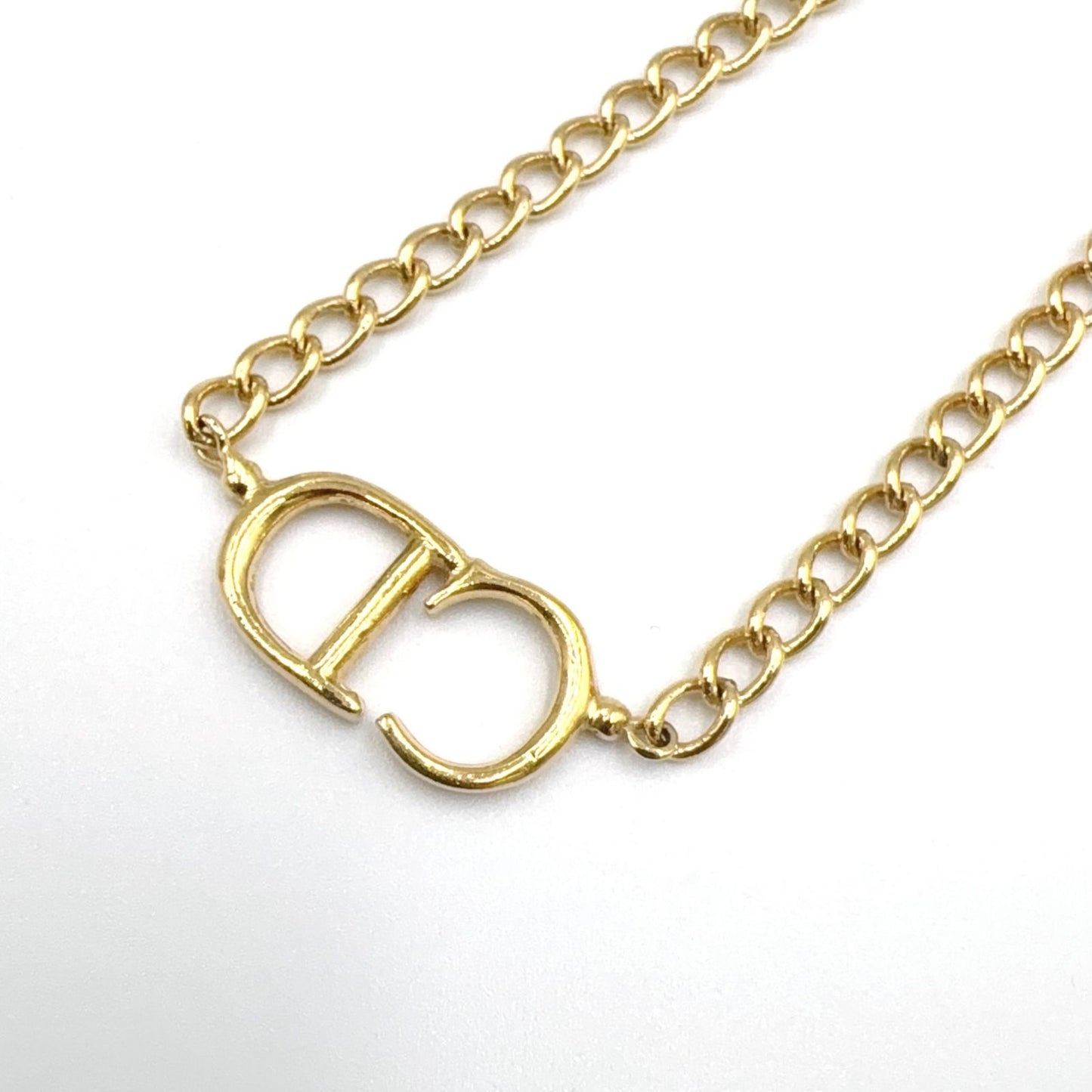 Dior CD Logo Motif Metal Gold Necklace — view 2