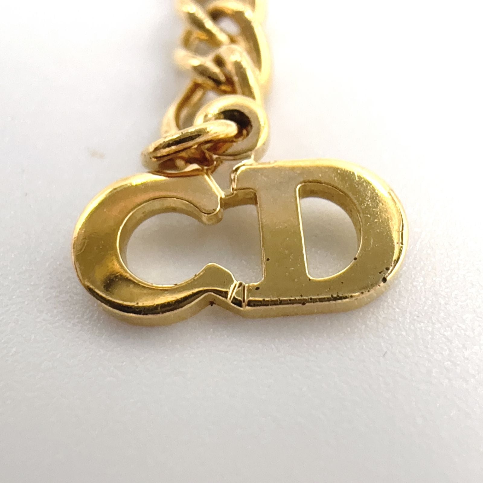 Dior CD Logo Motif Metal Gold Necklace — view 4