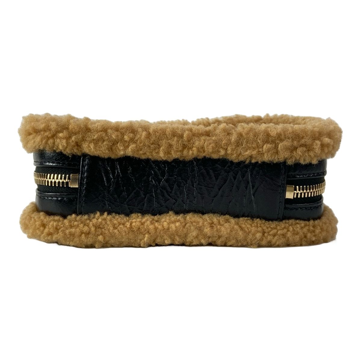 Chanel Waist Pouch CC Mania Black Light Brown Gold CC Logo Shearling — view 5