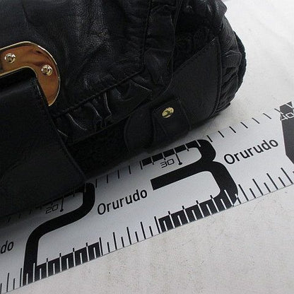 Dolce & Gabbana Shoulder Bag Lace Frill Gold Black Leather — view 8
