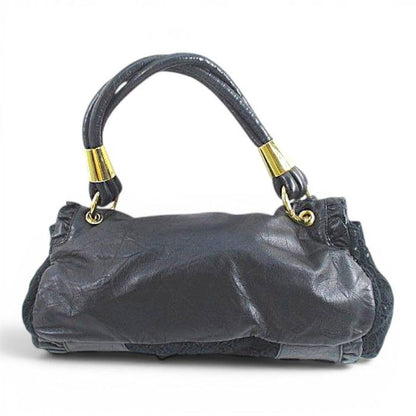 Dolce & Gabbana Shoulder Bag Lace Frill Gold Black Leather — view 2