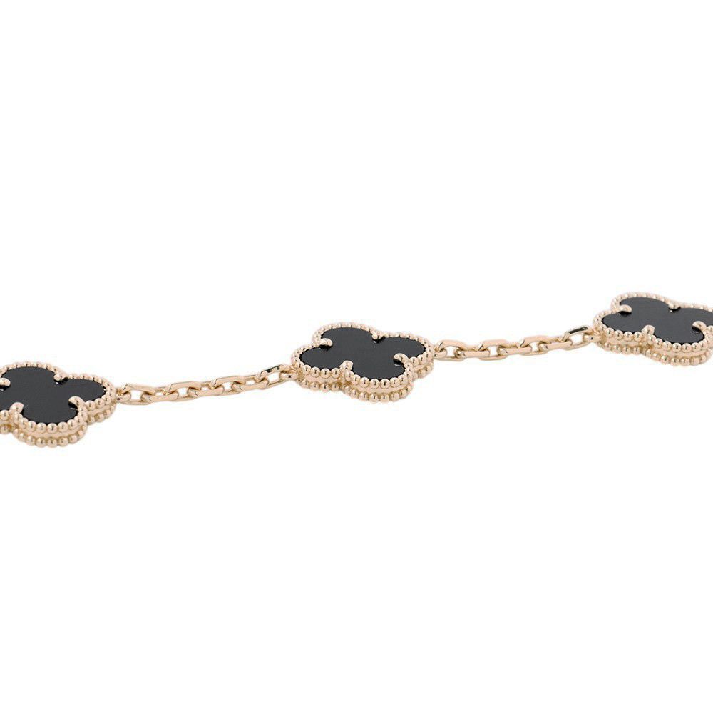 Van Cleef & Arpels Bracelet Vintage Alhambra 5 Motif Onyx 18K Yellow Gold — view 2