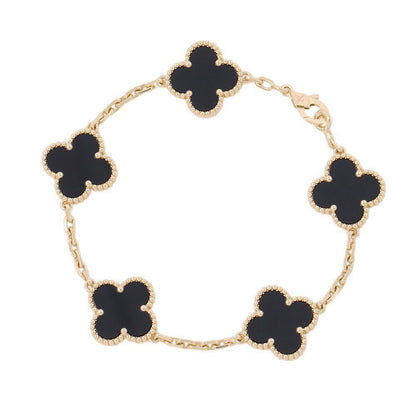 Van Cleef & Arpels Bracelet Vintage Alhambra 5 Motif Onyx 18K Yellow Gold