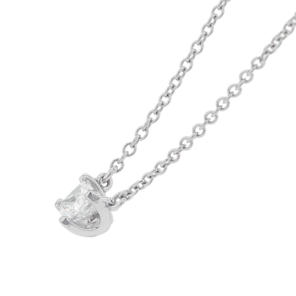Tiffany & Co Necklace Solitaire Square Diamond Platinum Pendant — view 2