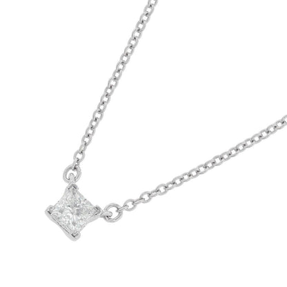 Tiffany & Co Necklace Solitaire Square Diamond Platinum Pendant