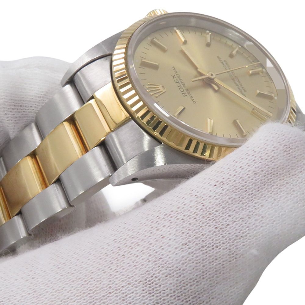 Rolex Oyster Perpetual SS 18K Yellow Gold Number Watch Champagne Dial — view 5