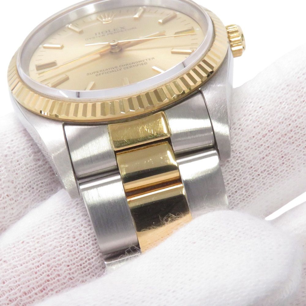 Rolex Oyster Perpetual SS 18K Yellow Gold Number Watch Champagne Dial — view 7