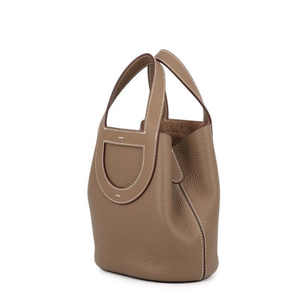Hermes Tote Bag in the Loop 18 Etoupe Gold Taurillon Clemence Swift — view 2