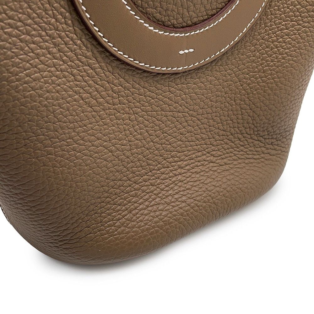 Hermes Tote Bag in the Loop 18 Etoupe Gold Taurillon Clemence Swift — view 6
