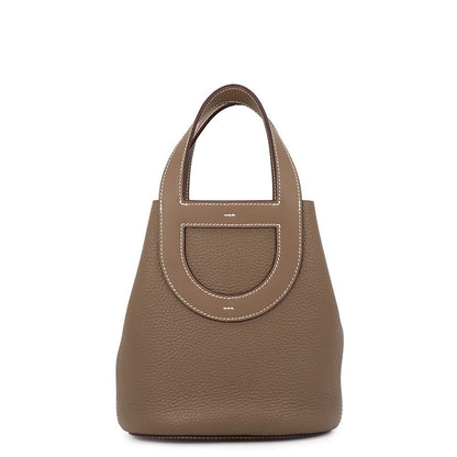 Hermes Tote Bag in the Loop 18 Etoupe Gold Taurillon Clemence Swift