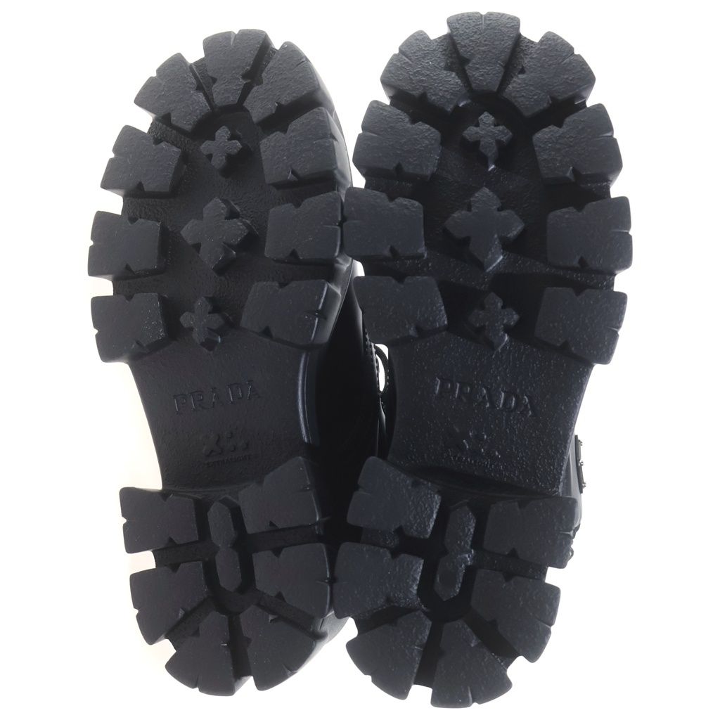 Prada Leather Short Boots with Monolith Pouch Shoes Re-Nylon Triangle Logo Black — view 5