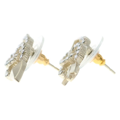 Chanel CC Logo Arrow Earrings Rhinestone Gold — view 3