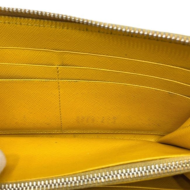 Prada Wallet Zip Around 85 Perforated Leather Yellow — view 5