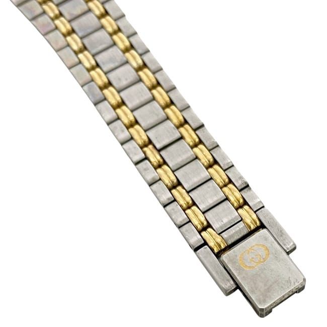 Gucci Watch SS Gray Silver Gold Quartz Date — view 5
