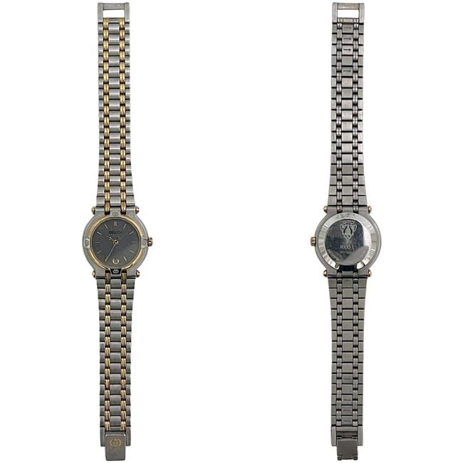 Gucci Watch SS Gray Silver Gold Quartz Date — view 2