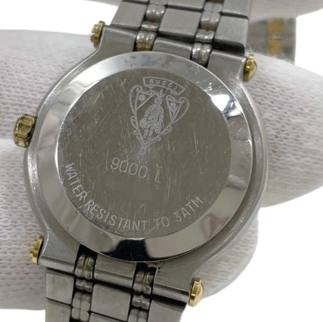 Gucci Watch SS Gray Silver Gold Quartz Date — view 8