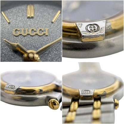 Gucci Watch SS Gray Silver Gold Quartz Date — view 4