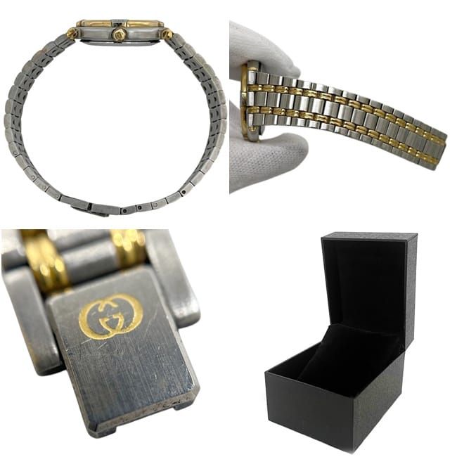 Gucci Watch SS Gray Silver Gold Quartz Date — view 3