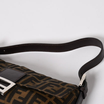 Fendi Mamma Baguette Bag Canvas Leather Brown Zucca Pattern Silver — view 8