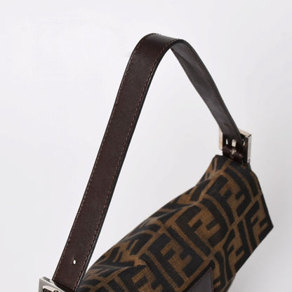 Fendi Mamma Baguette Bag Canvas Leather Brown Zucca Pattern Silver — view 4