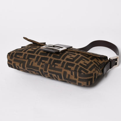 Fendi Mamma Baguette Bag Canvas Leather Brown Zucca Pattern Silver — view 8