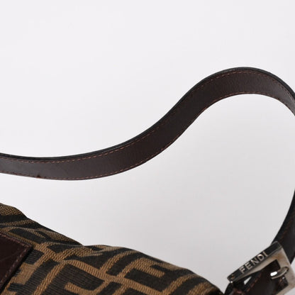 Fendi Mamma Baguette Bag Canvas Leather Brown Zucca Pattern Silver — view 5