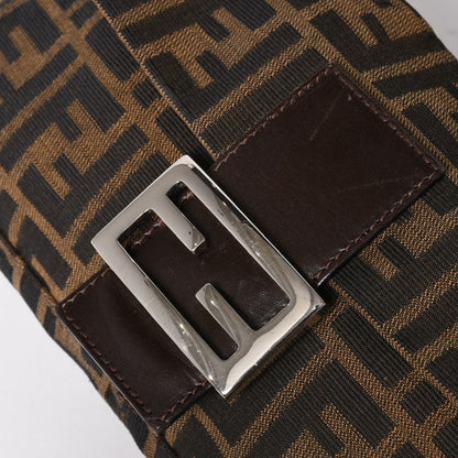 Fendi Mamma Baguette Bag Canvas Leather Brown Zucca Pattern Silver — view 7