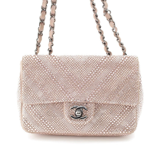 Chanel Rhinestone CC Logo Turnlock Swarovski Chain Shoulder Bag Pink