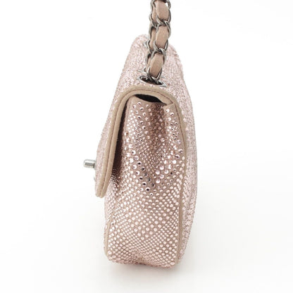 Chanel Rhinestone CC Logo Turnlock Swarovski Chain Shoulder Bag Pink — view 3