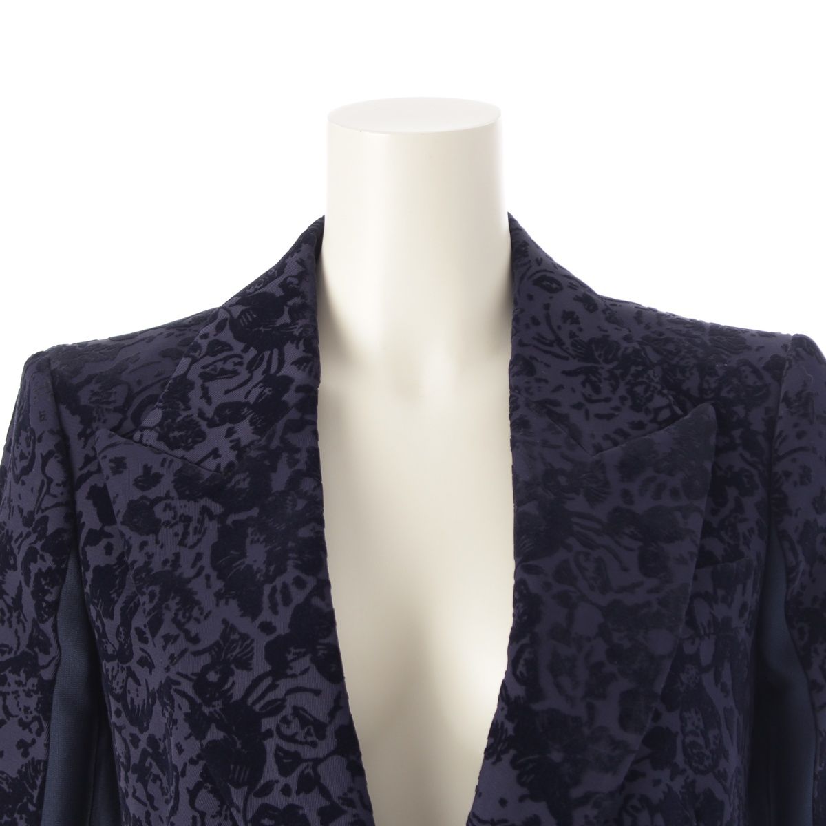 Celine Phoebe Philo Era Silk Blend Velour Flower Coat Navy 36 — view 5