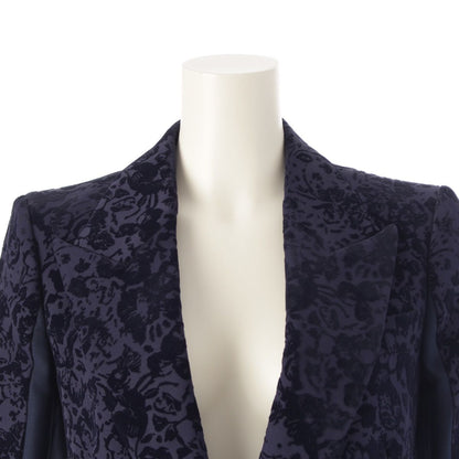 Celine Phoebe Philo Era Silk Blend Velour Flower Coat Navy 36 — view 5