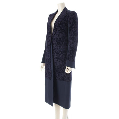 Celine Phoebe Philo Era Silk Blend Velour Flower Coat Navy 36 — view 2