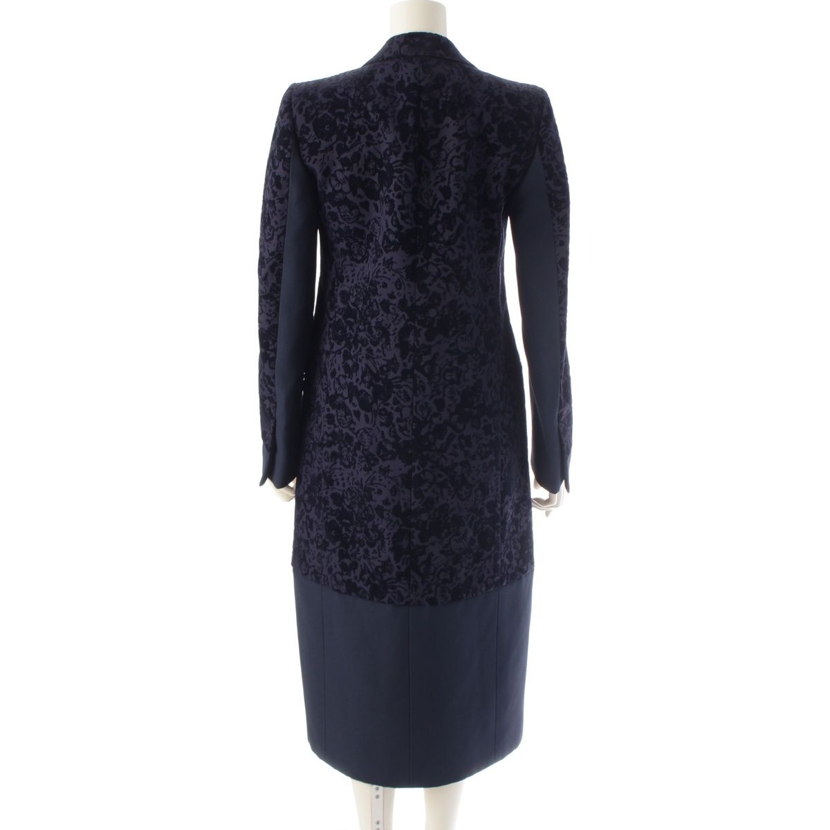 Celine Phoebe Philo Era Silk Blend Velour Flower Coat Navy 36 — view 4