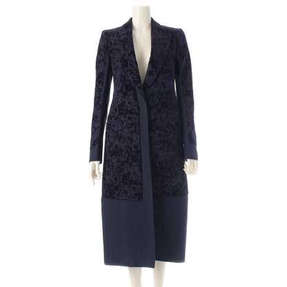 Celine Phoebe Philo Era Silk Blend Velour Flower Coat Navy 36