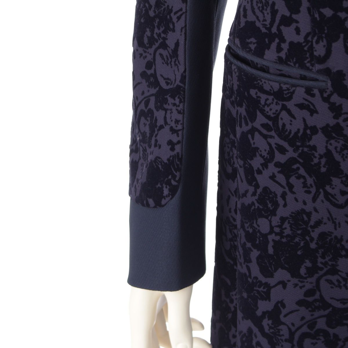 Celine Phoebe Philo Era Silk Blend Velour Flower Coat Navy 36 — view 6