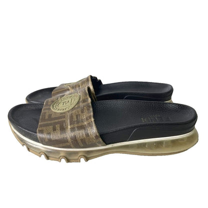 Fendi Slide Sandals Lava Logo Zucca Pattern Brown 8 — view 2